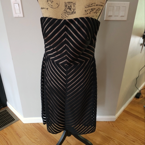 WHBM Strapless Shadow Stripe Dress NWT - Picture 1 of 9